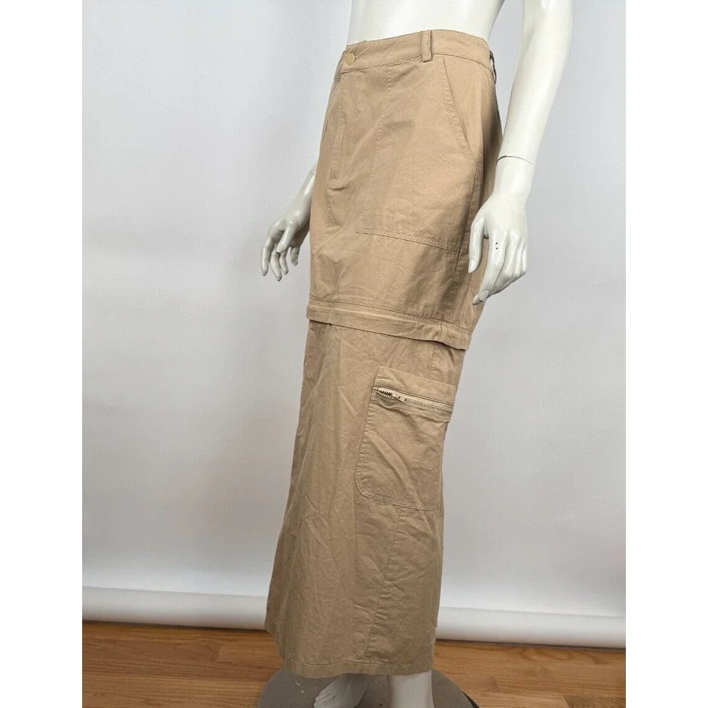 Bohme Cassie Convertible Skirt Women‎ M NWT Pockets Cotton Zip Closure Maxi Mini